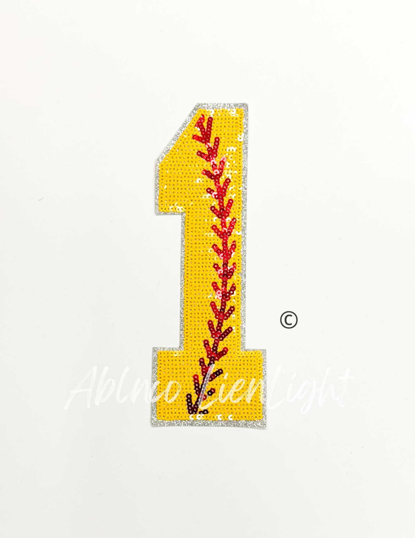 Sequin Softball Numbers Patch - Large