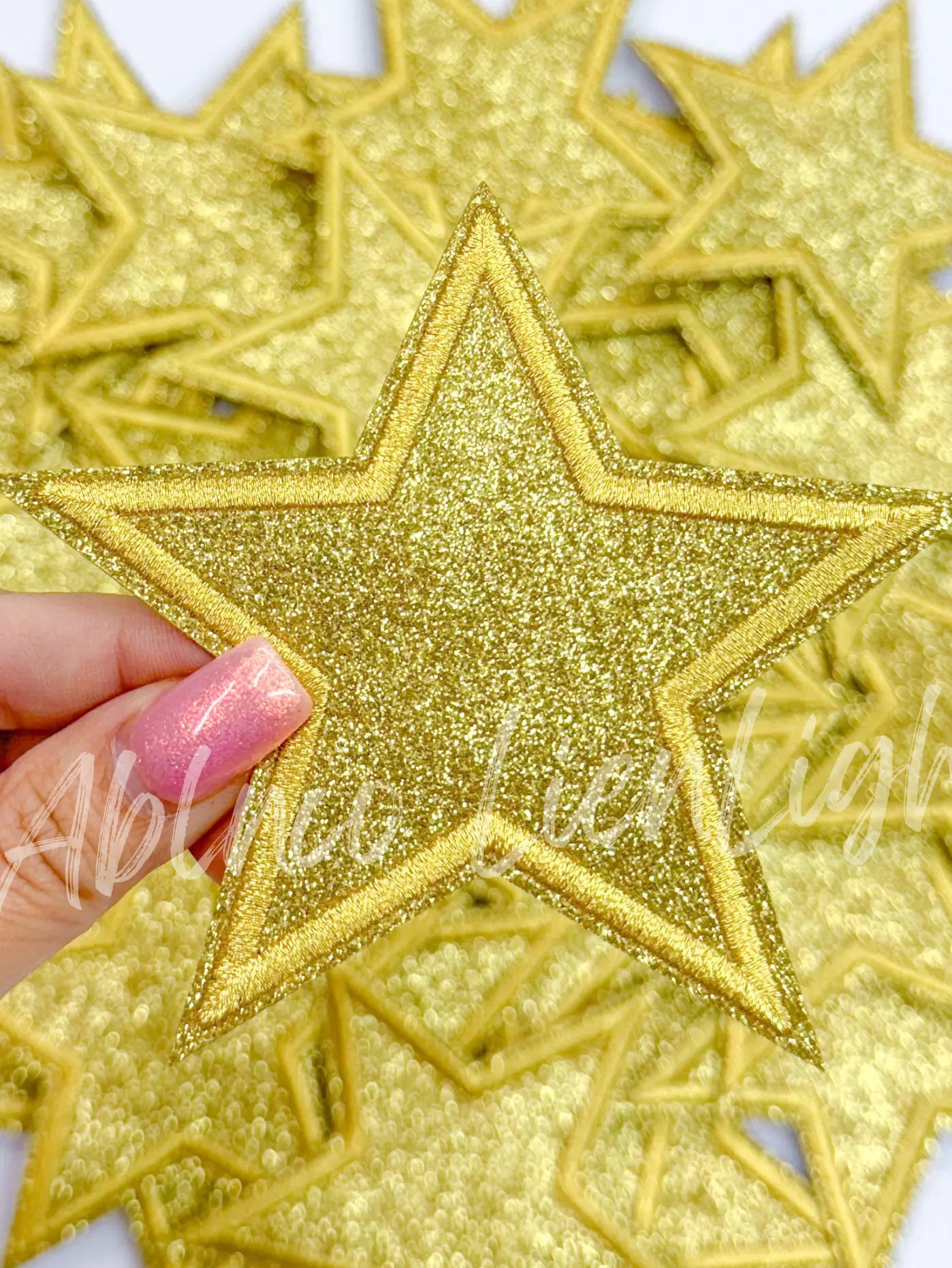 Gold Glitter Star Embroidery Patch