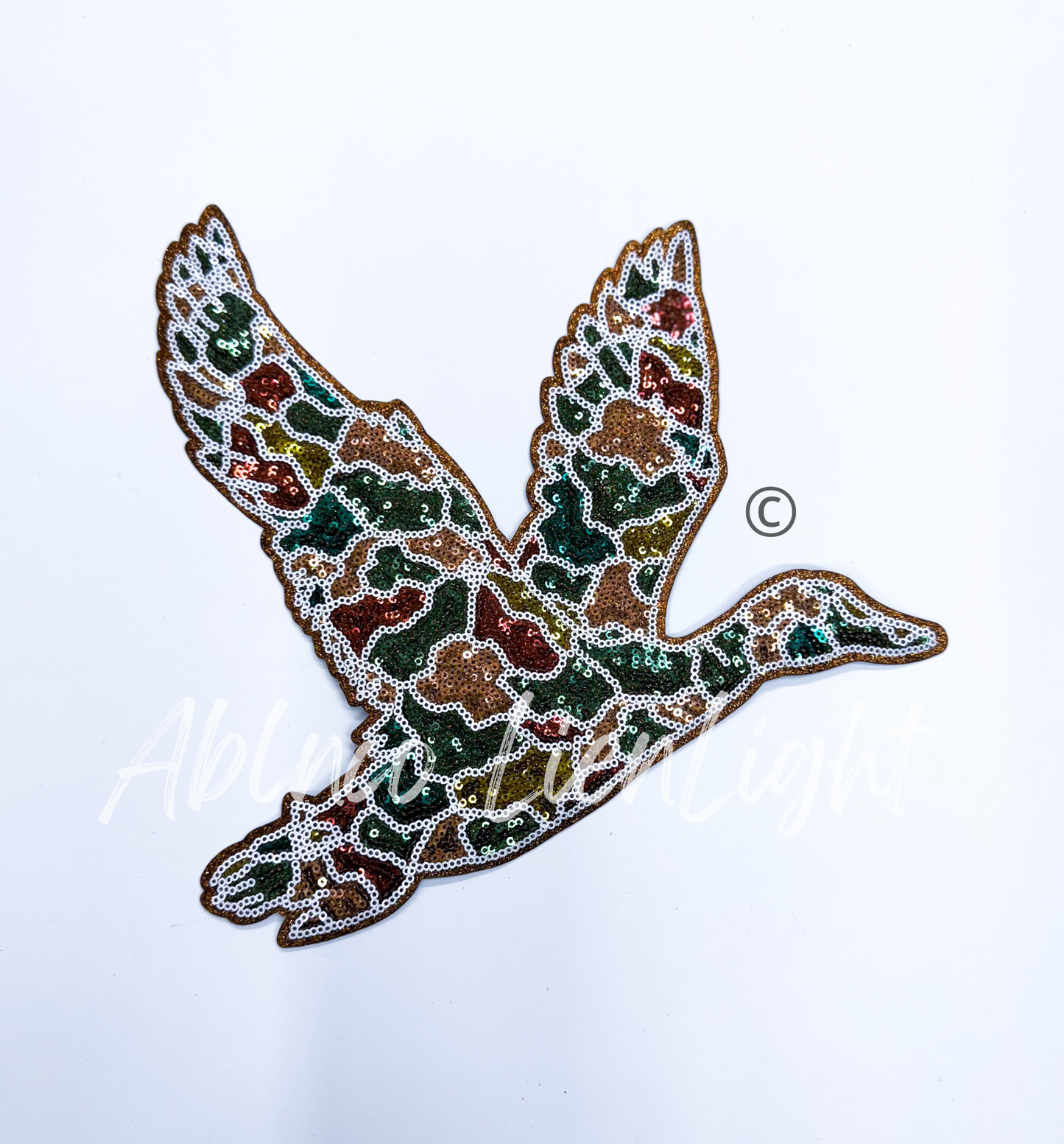 Camo Mallard Duck Hunting Sequin Patch - Large