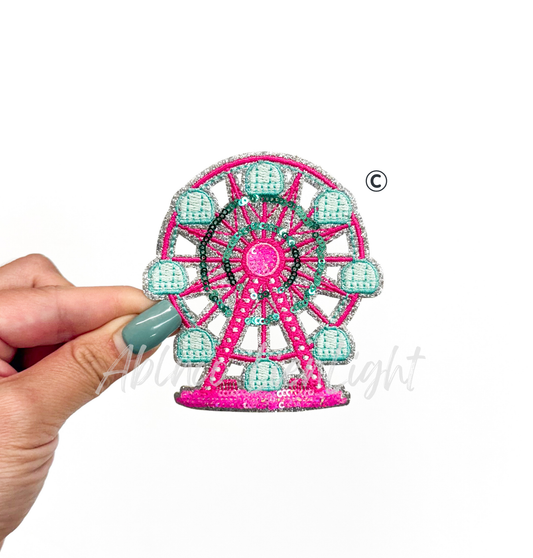 Preppy Pink Glitter Fair Ferris Wheel ©️ Sequin Patch