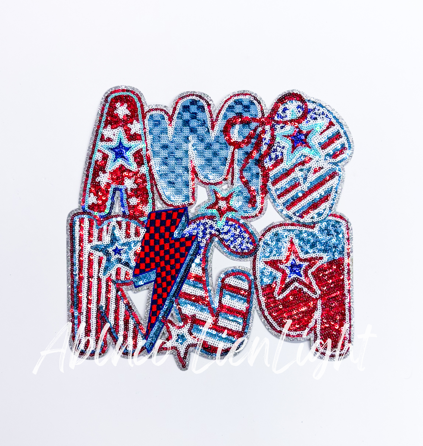 Retro America 4th July Holiday Sequin Patch - Large