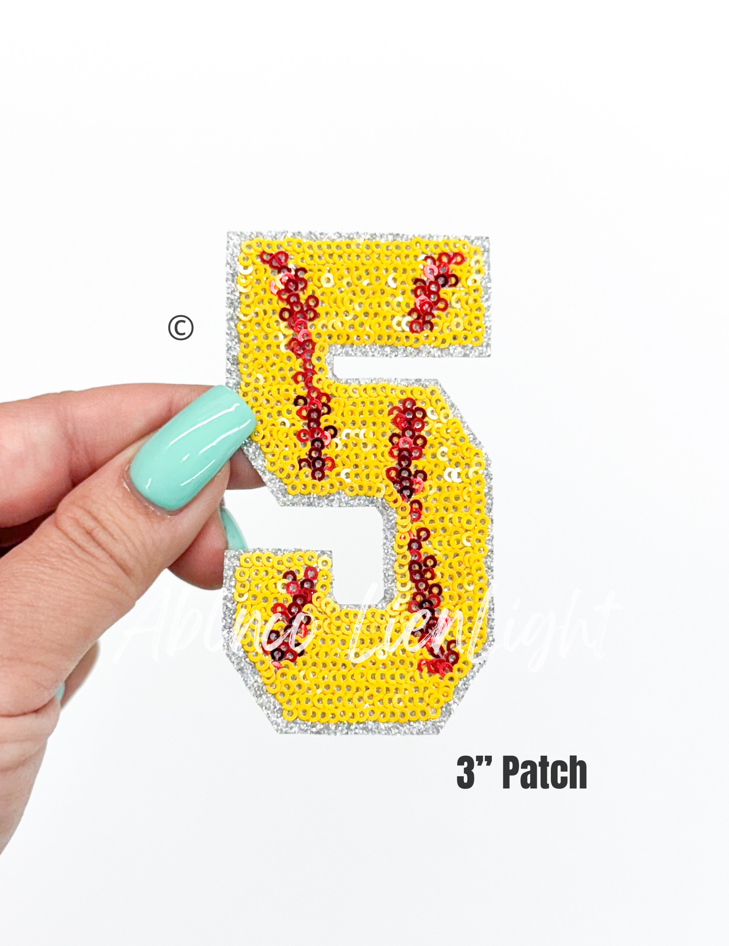 Sequin Softball Numbers Patch - Small