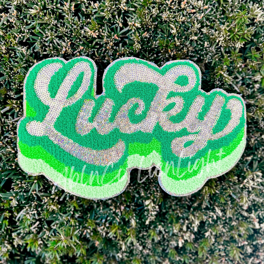 Lucky St Patricks Day Glitter Chenille Patch
