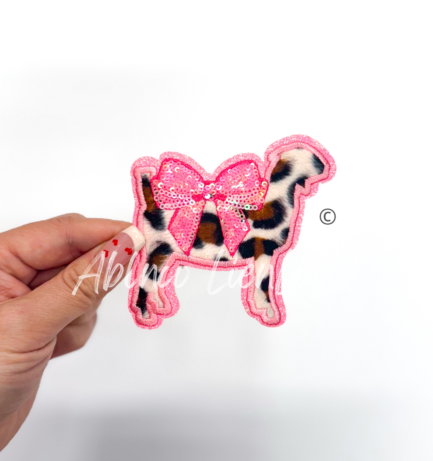 Show Goat Fuzzy Cheetah Print Sequins Patch