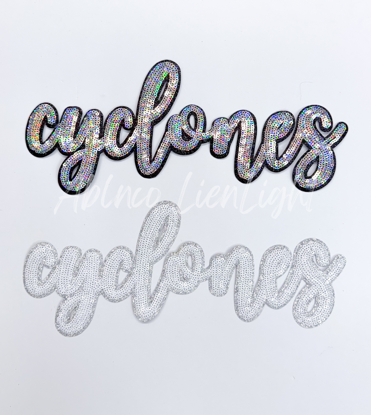 Cyclones Cursive Letter Mascot Gameday Sequins Patch