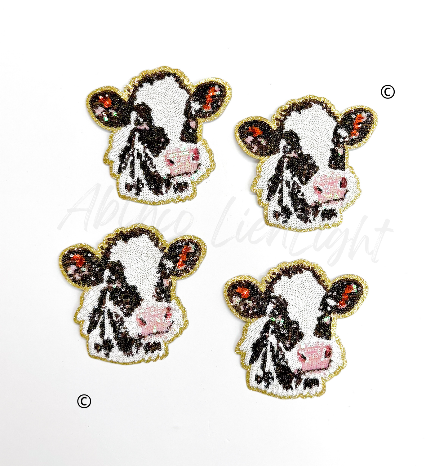 Cow Farm Animal Sequin Patch - Small