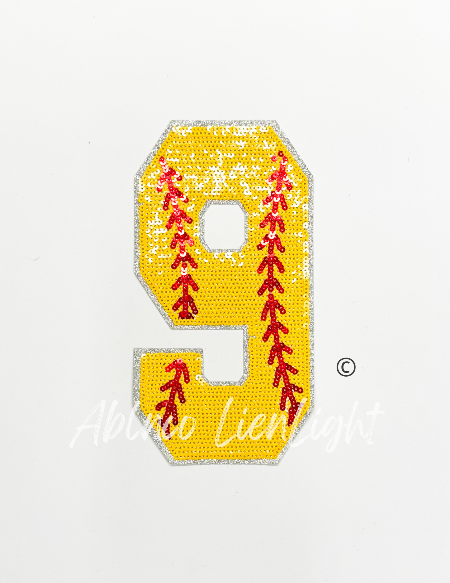 Sequin Softball Numbers Patch - Large