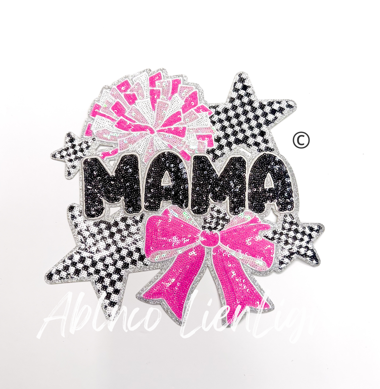 Cheer Mama Checkered Star Sequins Patch - Large