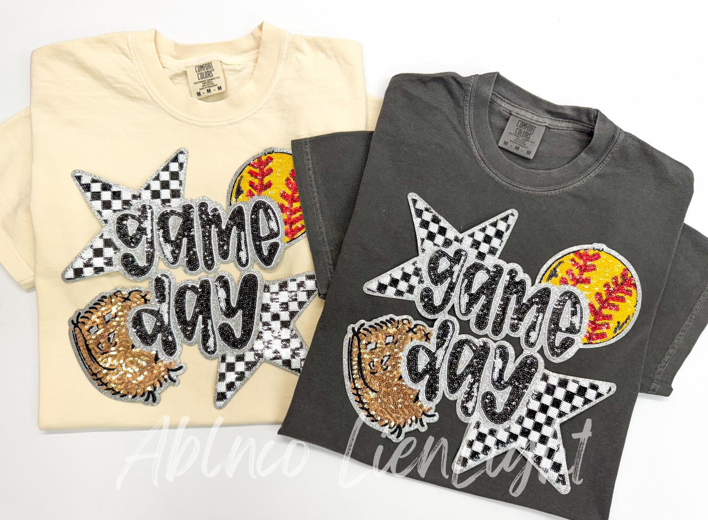 Softball Gameday Patch Sequins Tshirt