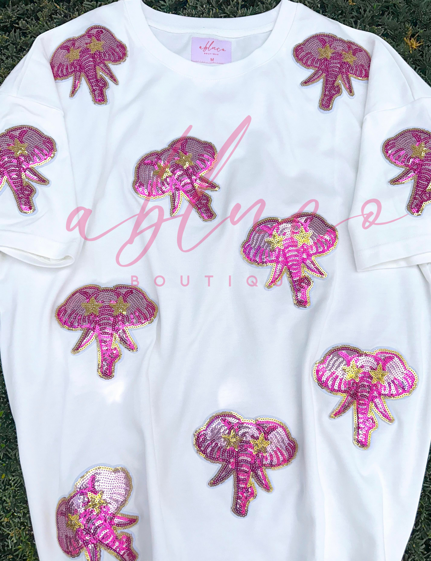 PREPPY PINK MASCOT™ ELEPHANT Sequin Game Day T-Shirt