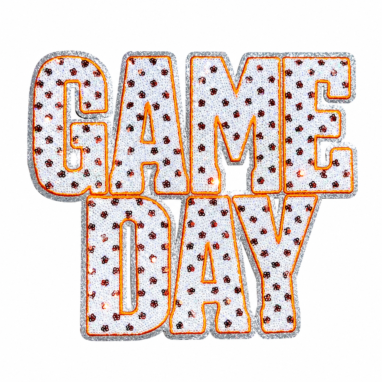 Orange Polka Dots Game Day Sequin Patch - Large