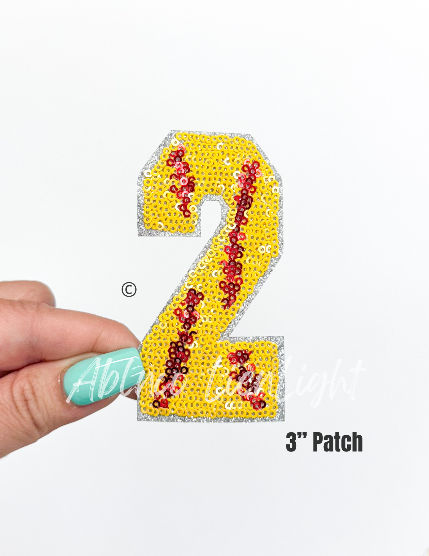 Sequin Softball Numbers Patch - Small