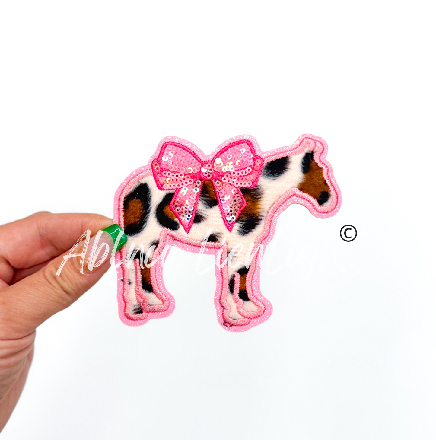 Show Horse Fuzzy Cheetah Print Sequins Patch