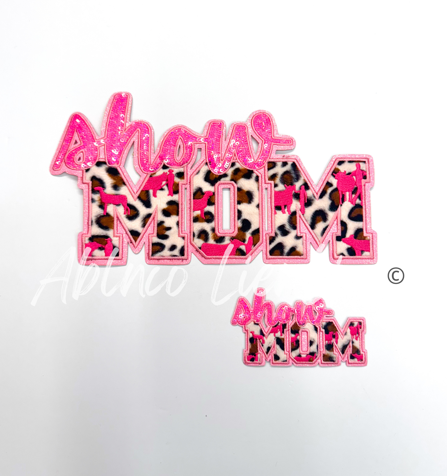 Show Mom Cheetah Print Sequins Patch - Large