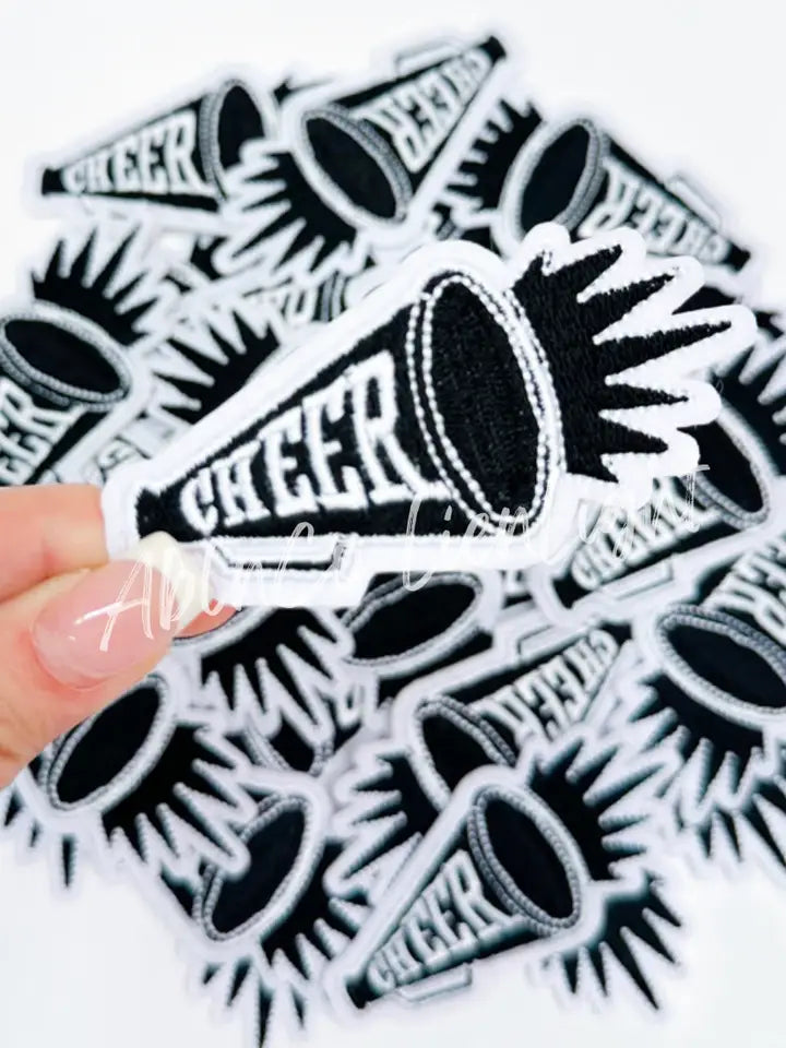 Black Cheer Loud Megaphone Embroidery Patch