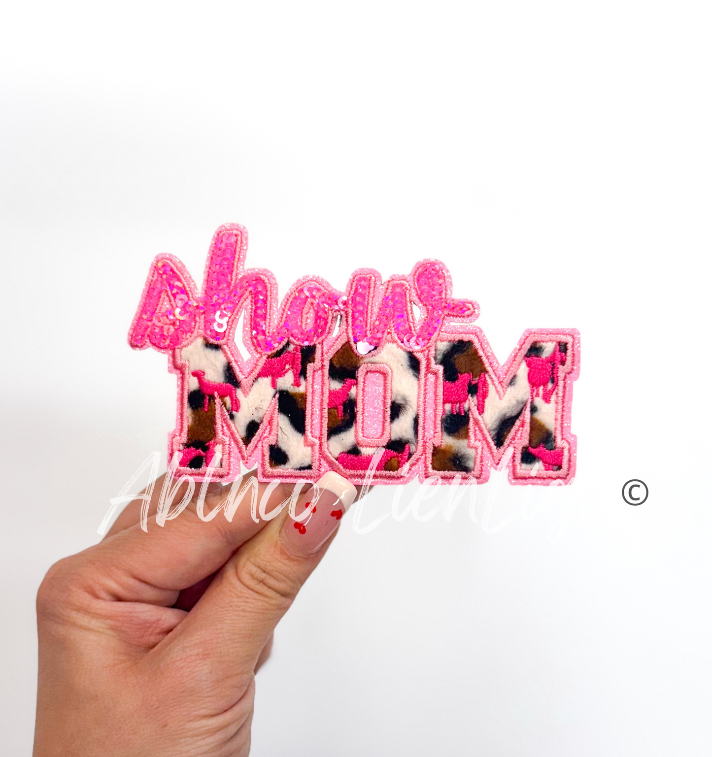 Show Mom Fuzzy Cheetah Print Sequins Patch