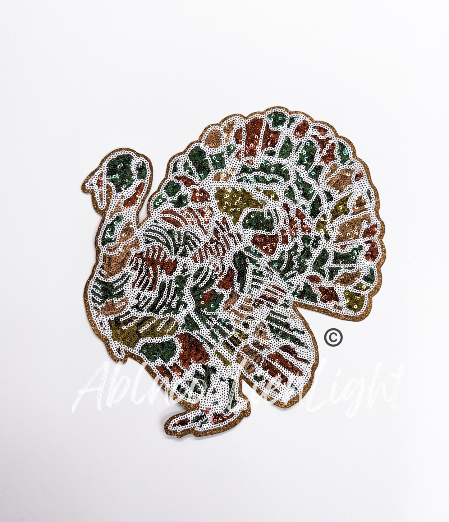 Camo Turkey Hunting Sequin Patch - Large