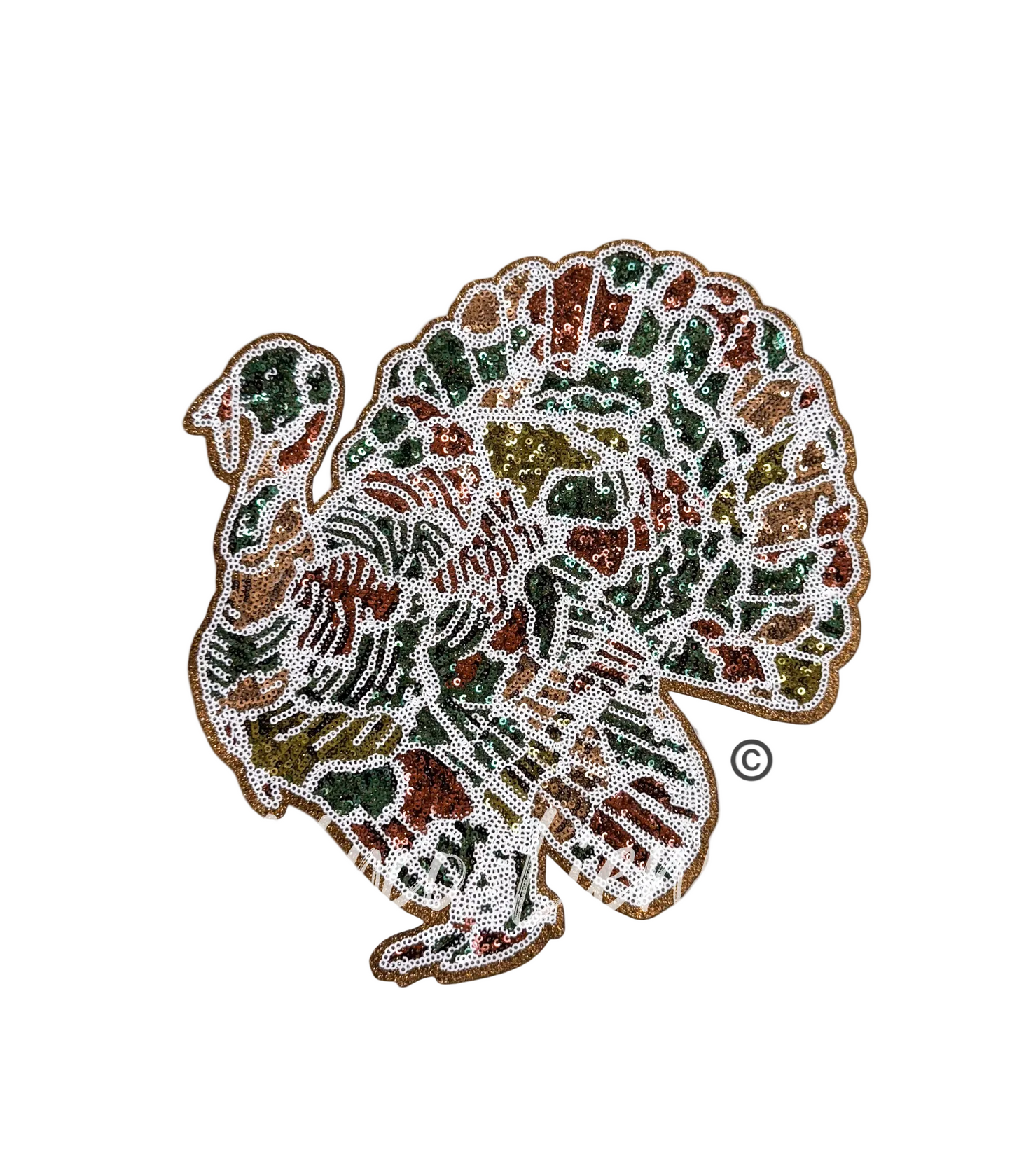 Camo Turkey Hunting Sequin Patch - Large