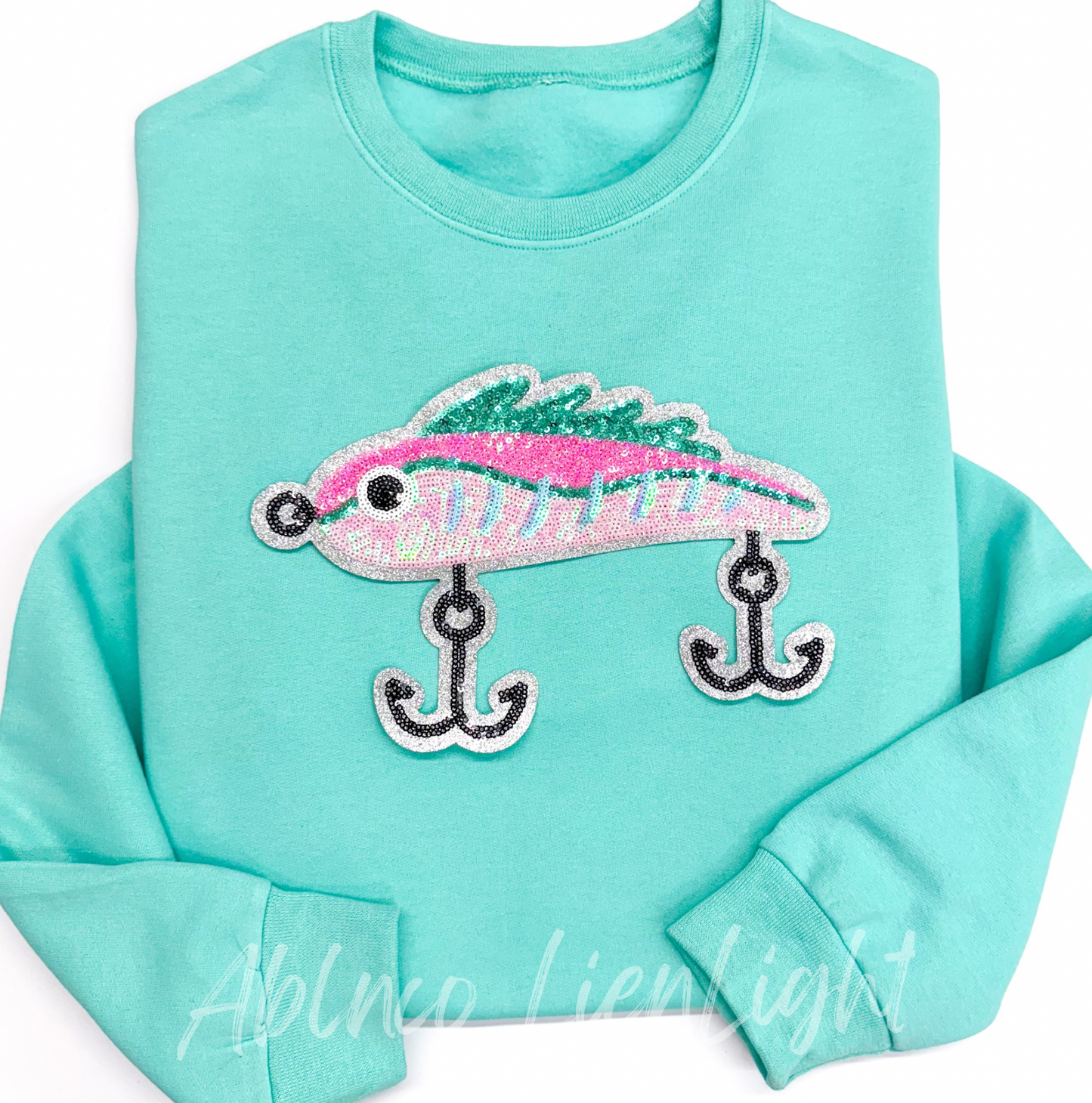 Pink Fishing Lure Hunting Sequin Patch - Large
