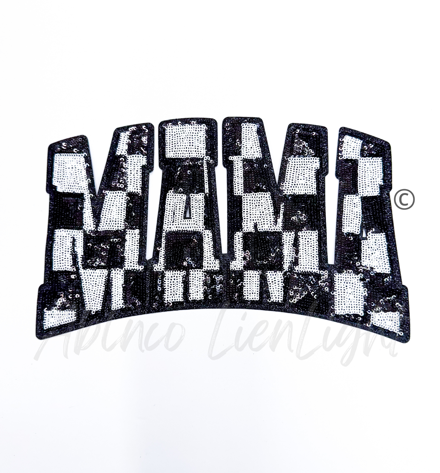 Big Black Checkered Mama Sequins Patch