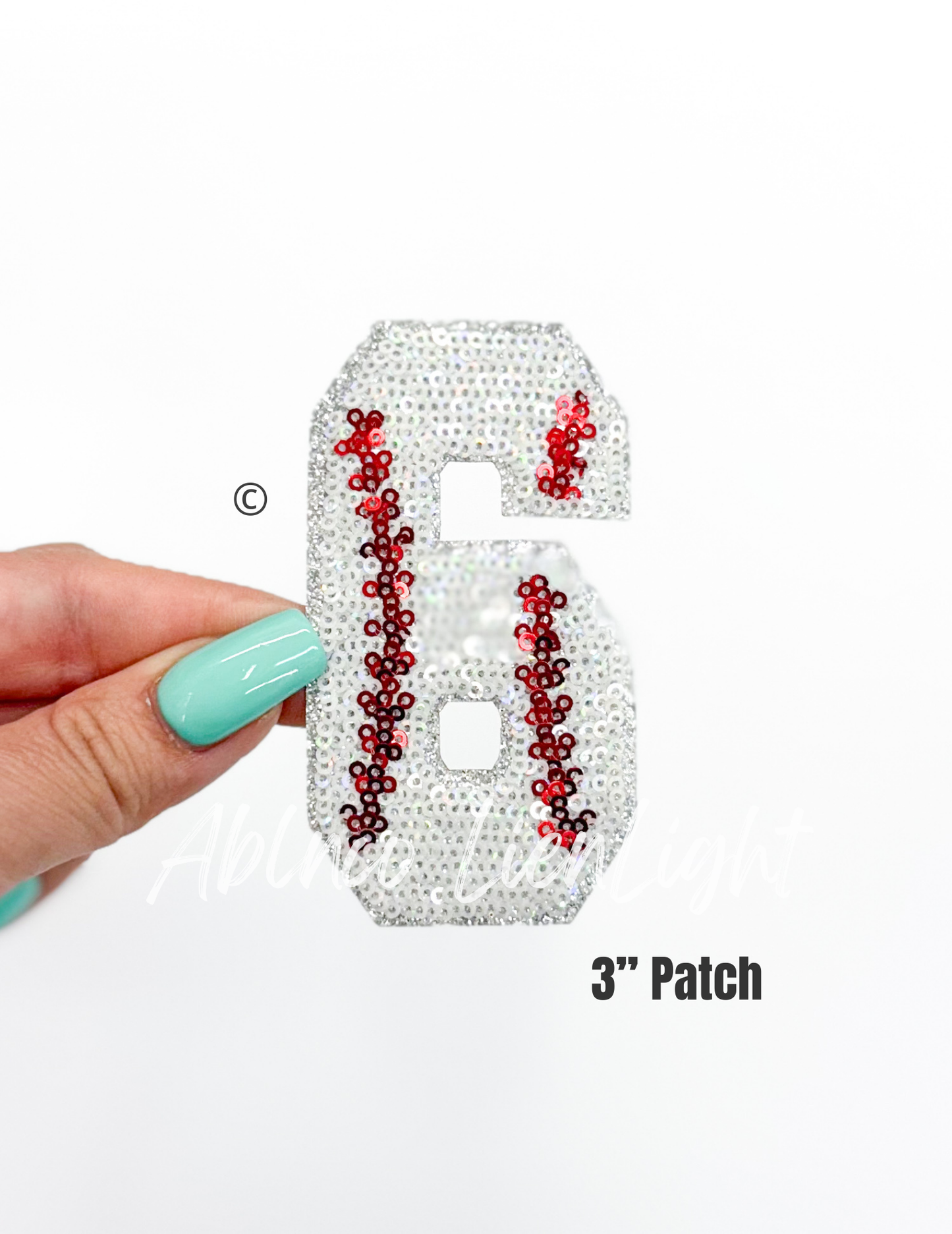 Sequin Baseball Numbers Patch - Small