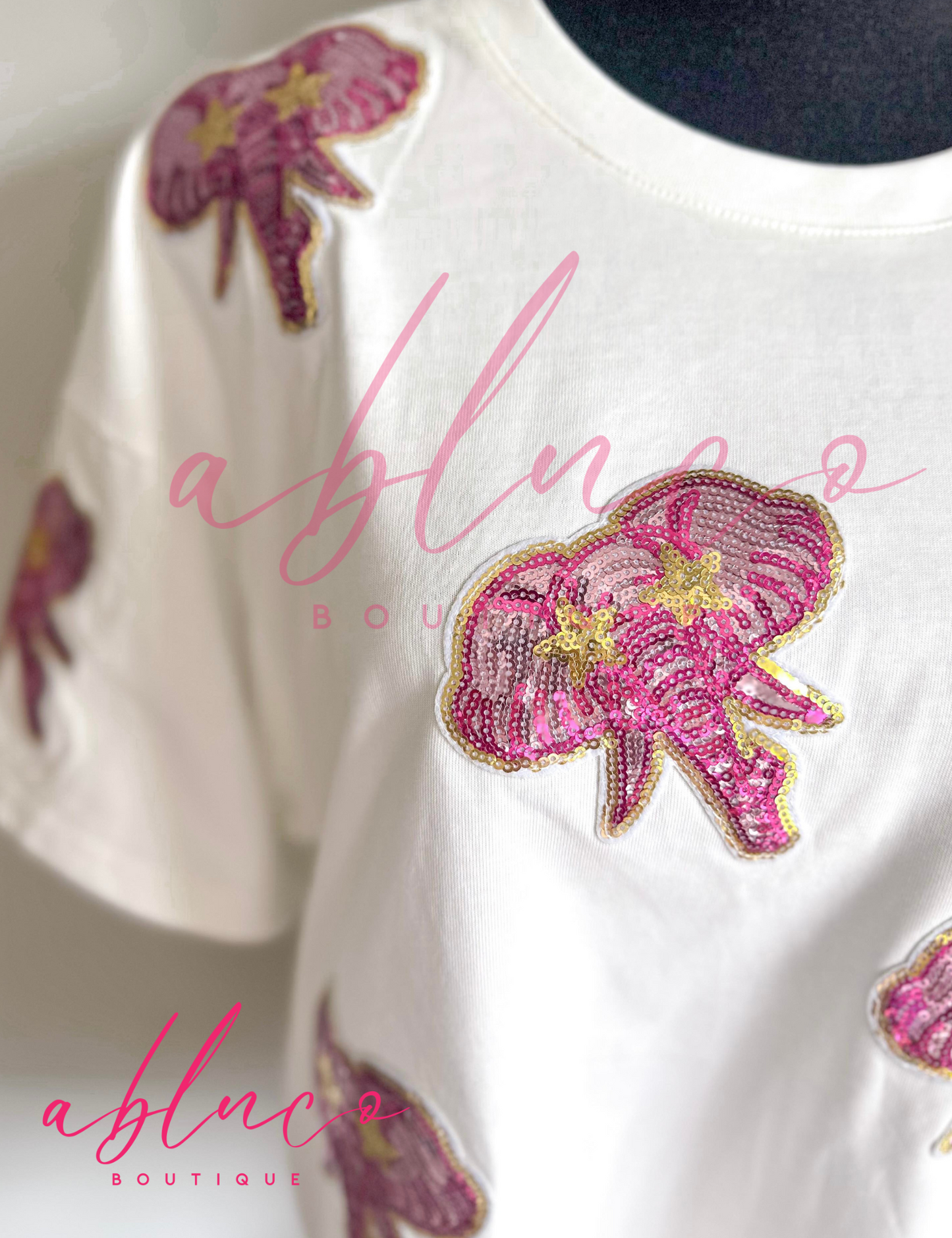 PREPPY PINK MASCOT™ ELEPHANT Sequin Game Day T-Shirt