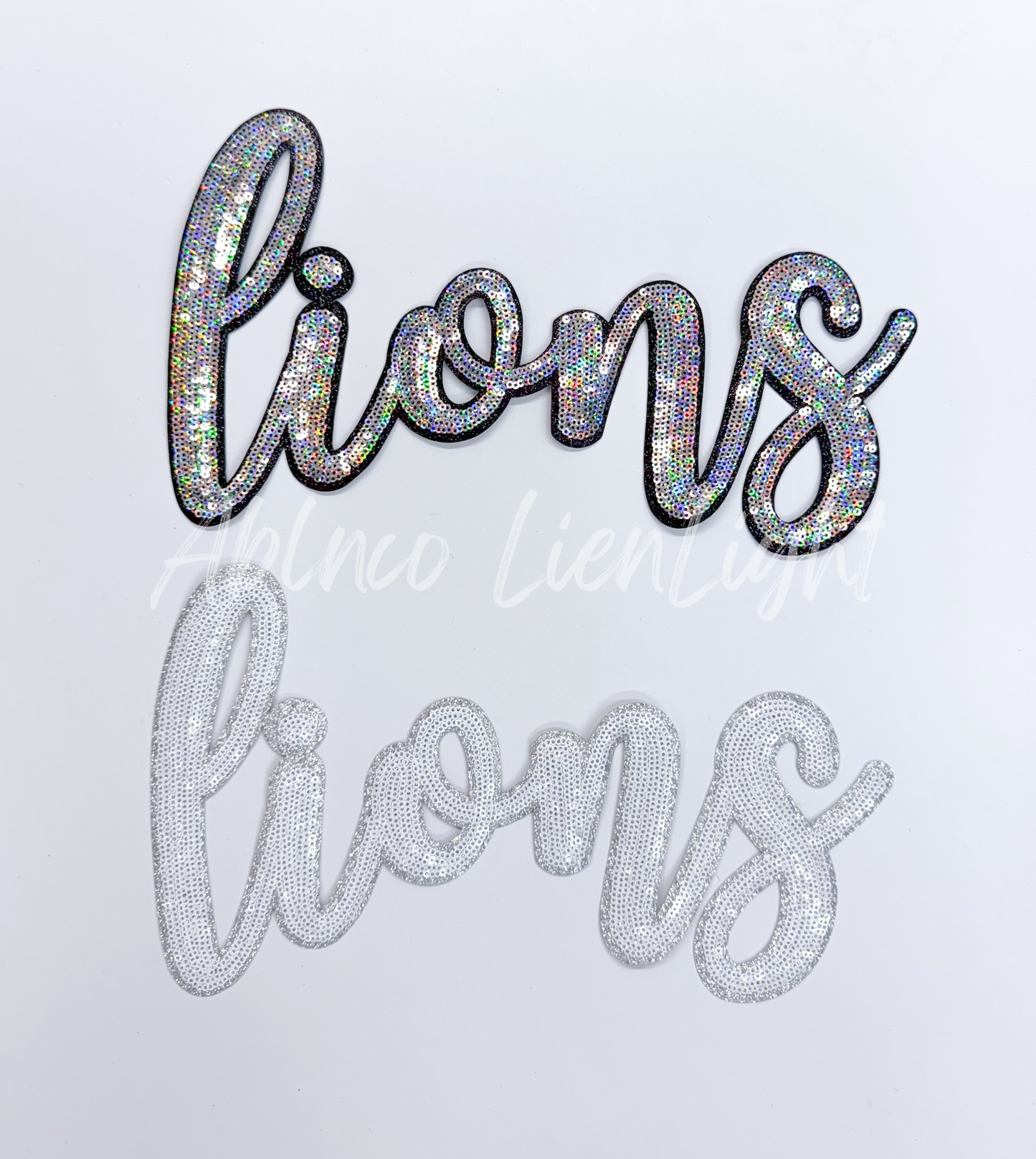 Lions Cursive Letter Mascot Gameday Sequins Patch