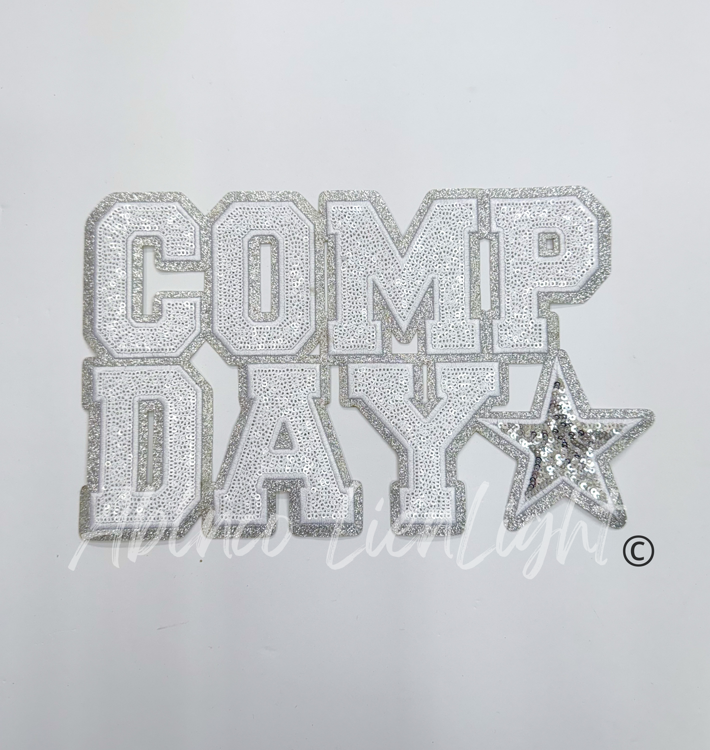 White Comp Day Star Sequins Patch