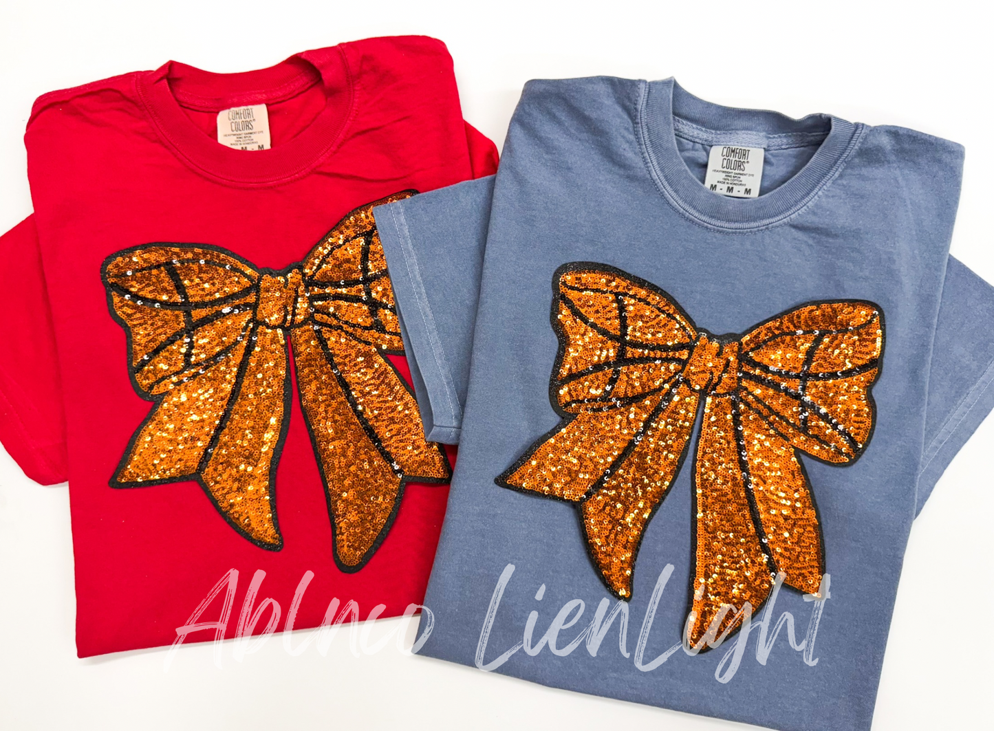 Basketball Bow Patch Sequins Tshirt