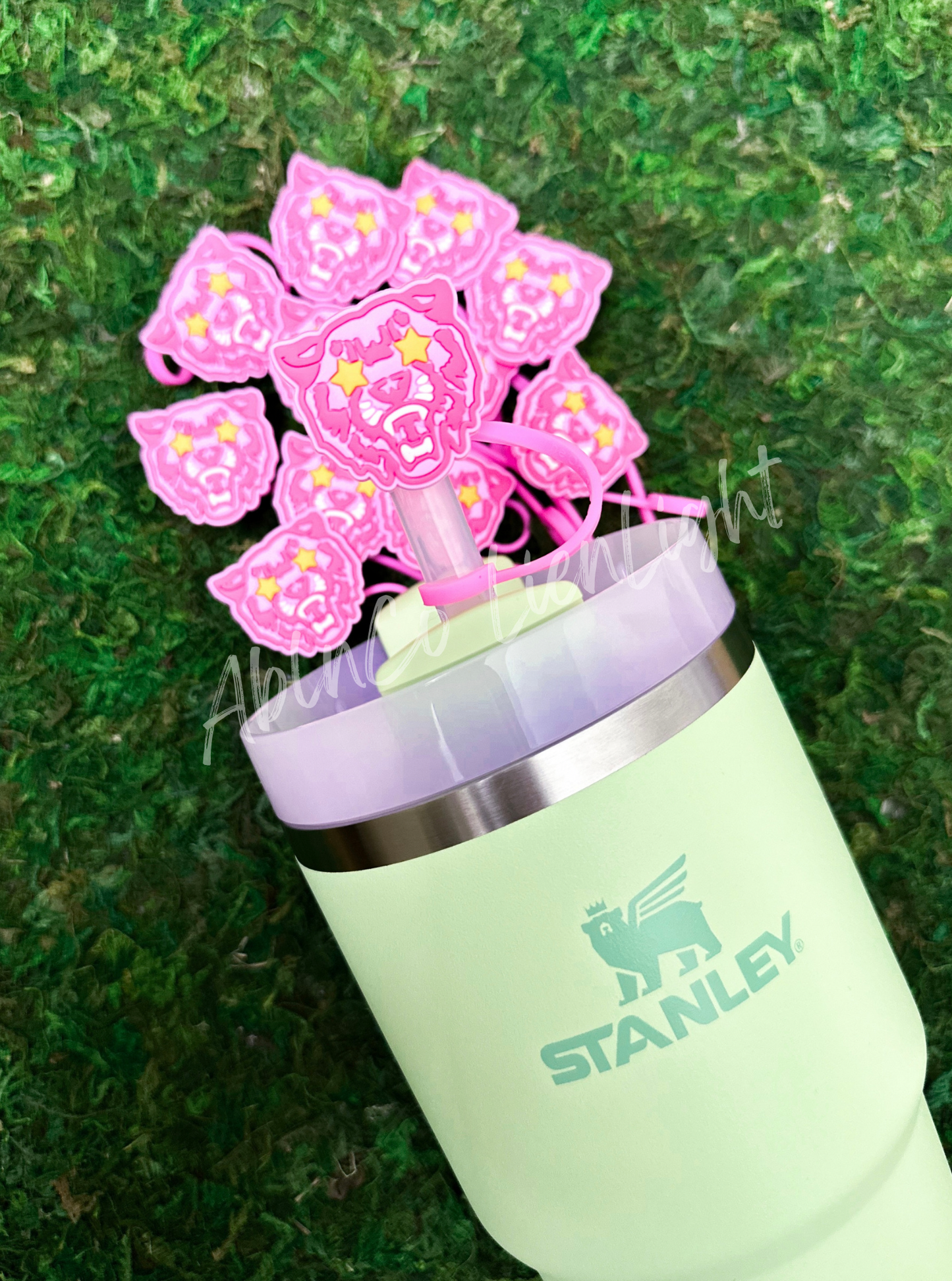 Preppy Pink Mascot™ Wildcat Tumbler Straw Topper Cap