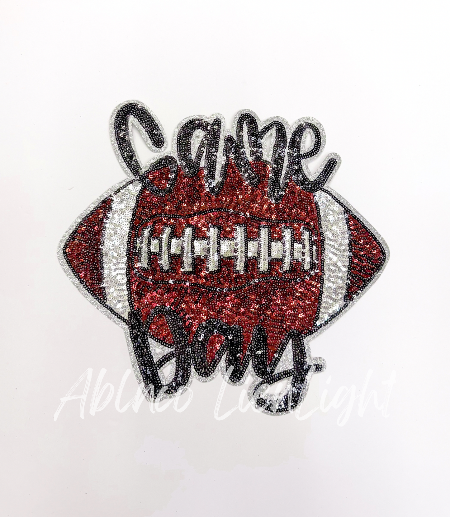Game Day Football Embroidery Sequin Patch - Large
