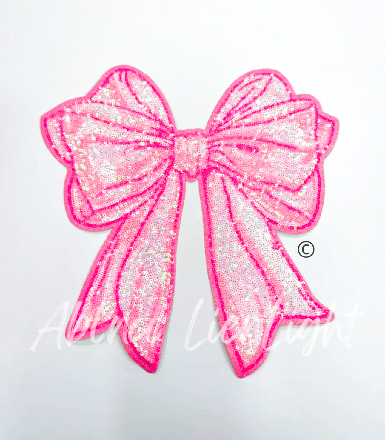 Pink Sequins Bow Valentines Day Patch - Large