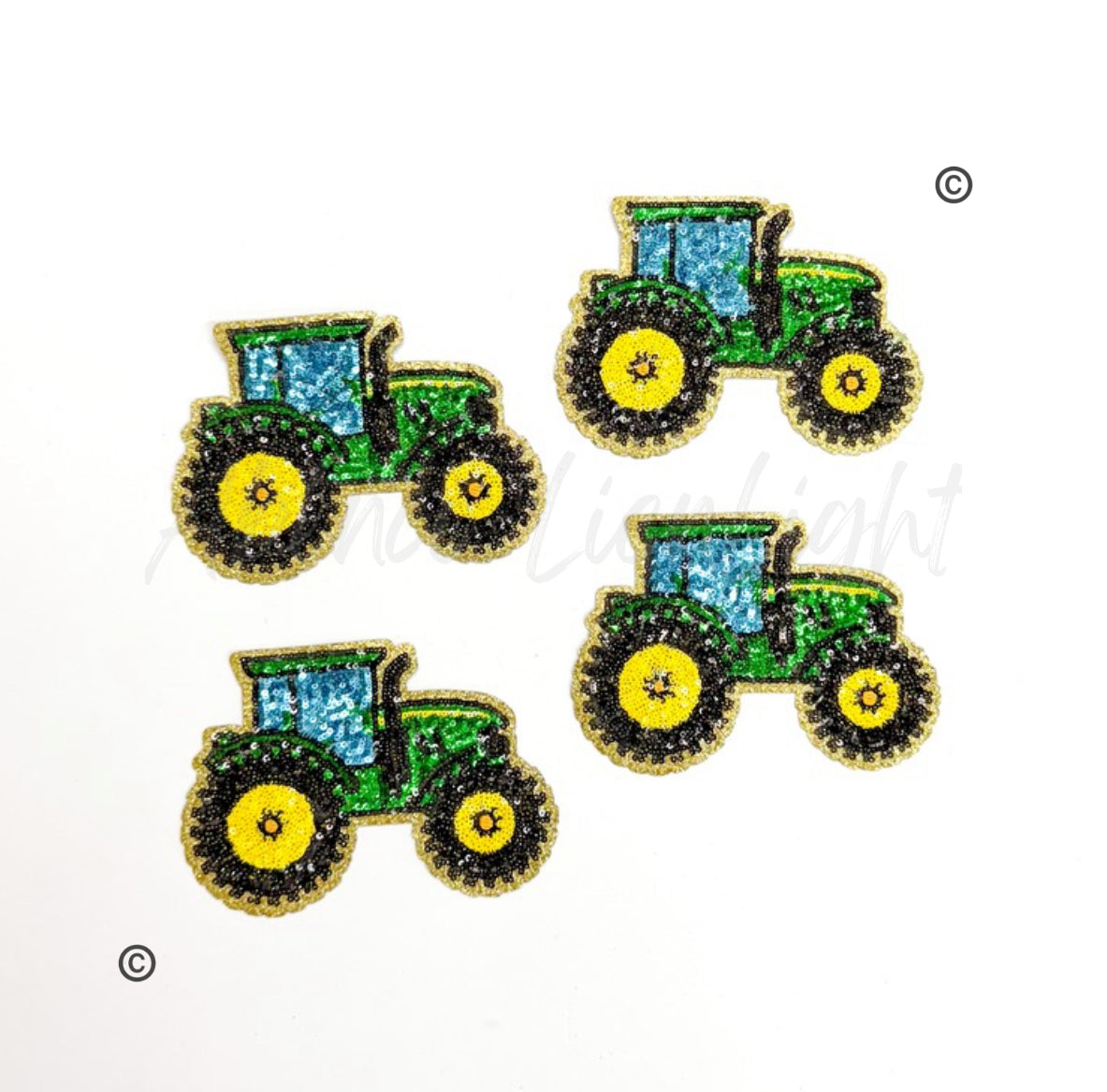 Green Tractor Farm Sequin Patch - Small