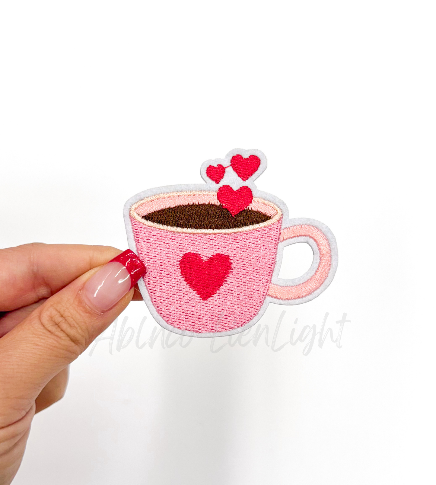 Coffee HEARTS Valentines Embroidery Patch