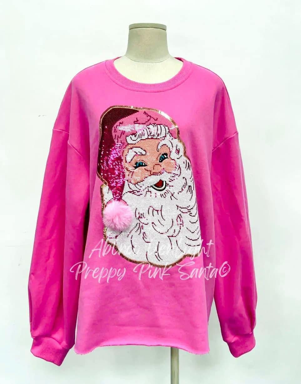 Sparkles Sequins Preppy Pink Santa HOT Pink Sweatshirt