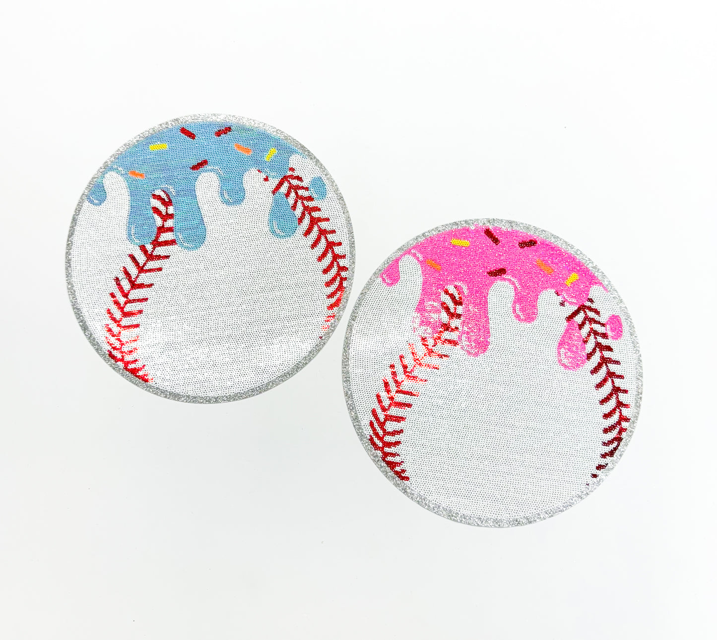 Baseball Drip Ice Cream Ball Sequin Patch - Large