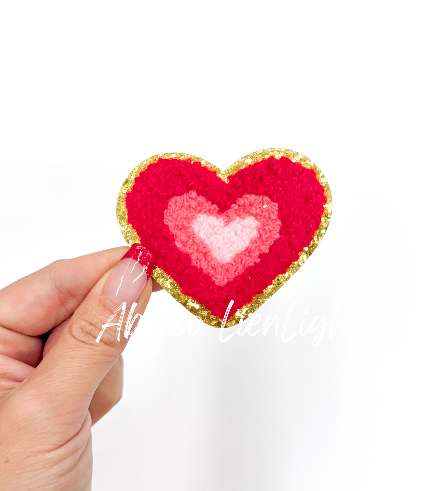 Small Retro Heart Valentines Chenille Glitter Patch