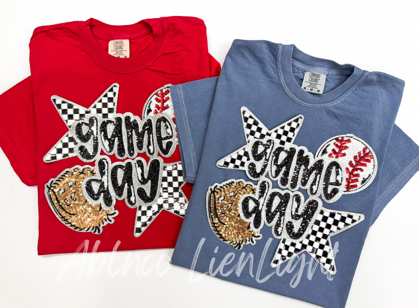 Baseball Gameday Patch Sequins Tshirt