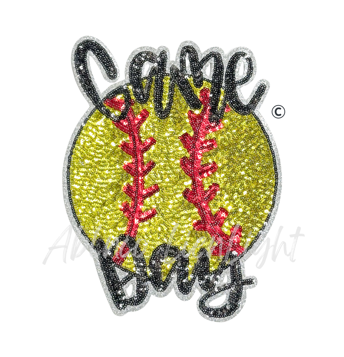Game Day Softball Embroidery Sequin Patch - Large