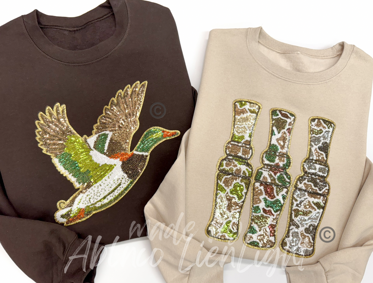 Duck Call Hunting Sequin Patch Sweatshirt