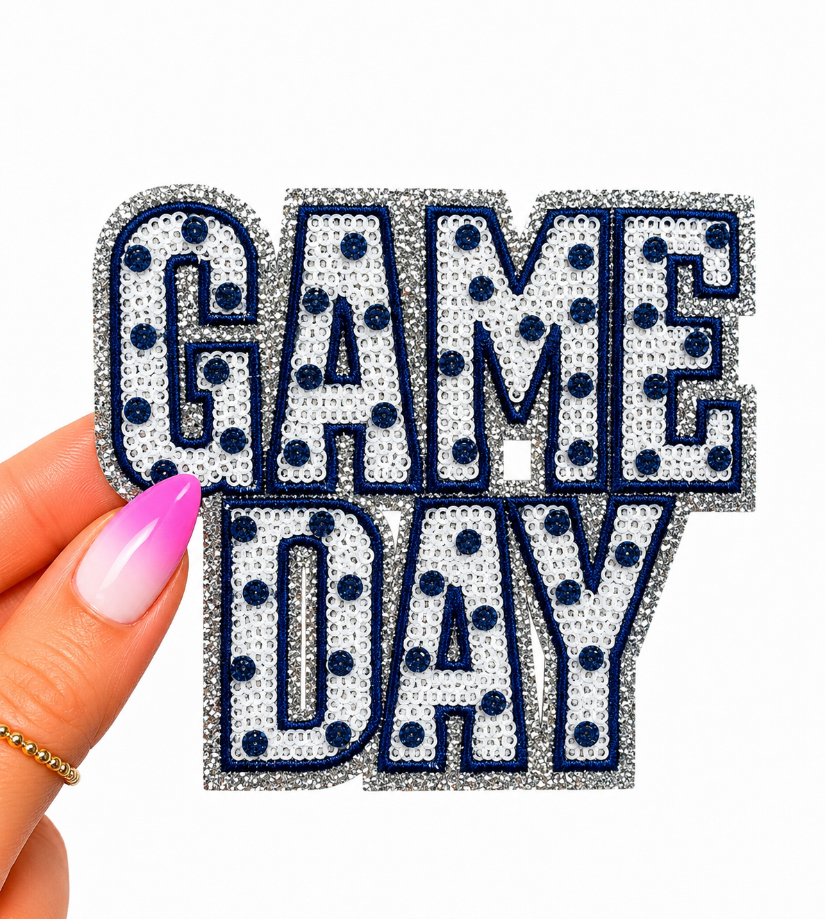 Navy Polka Dots Game Day Sequin Patch - Small