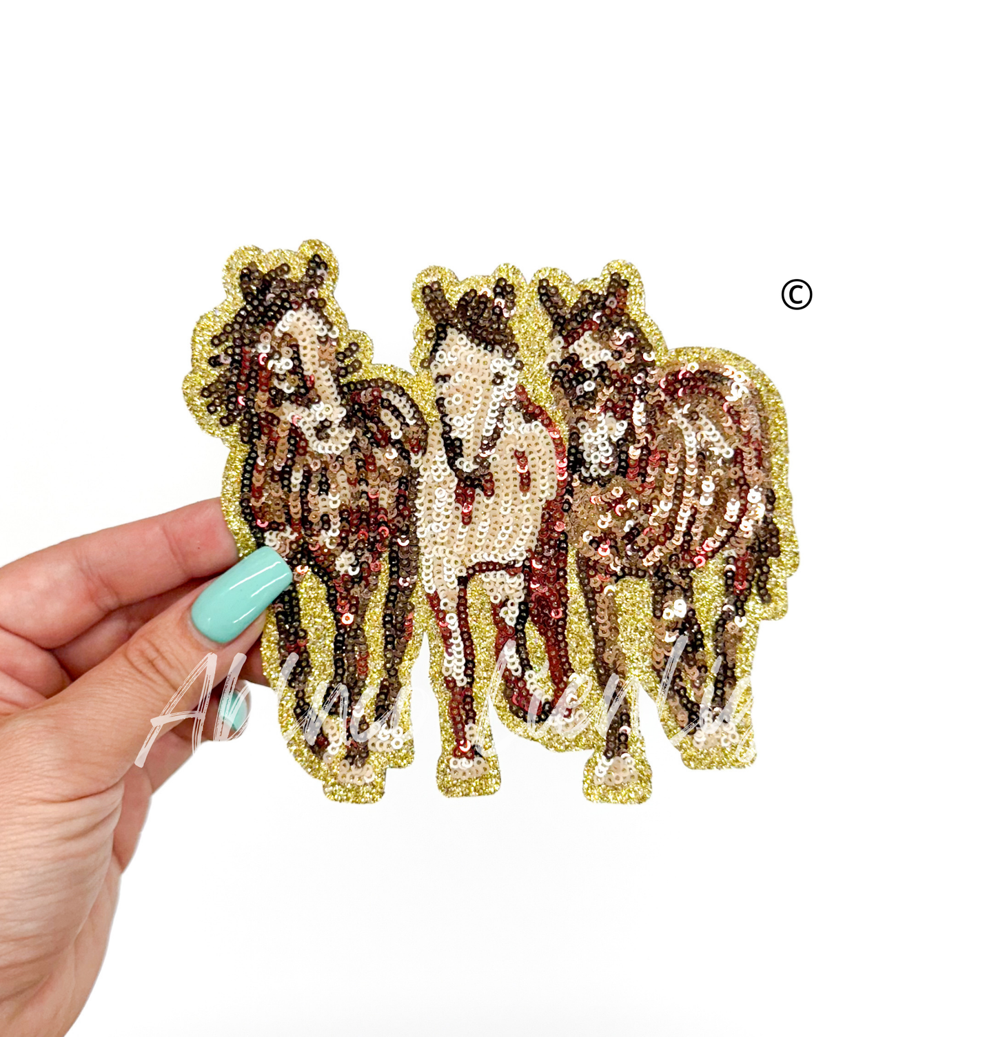 Horses Farm Animal Sequin Patch - Small