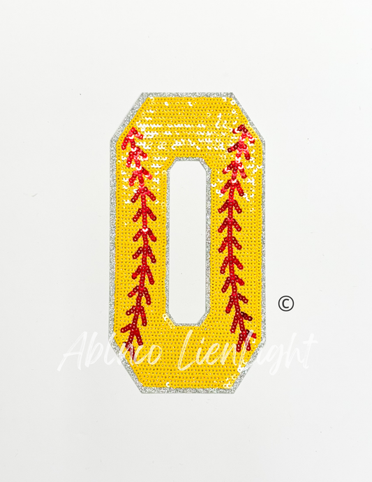 Sequin Softball Numbers Patch - Large