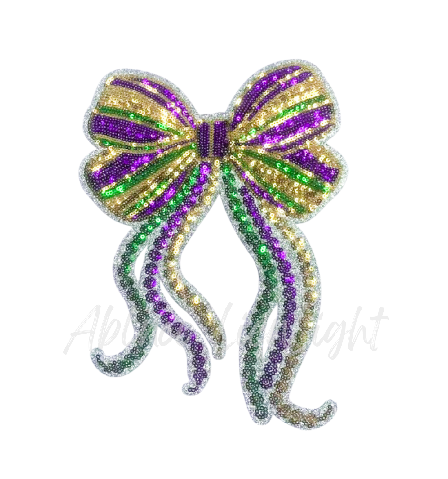 Mardi Gras Dainty Colorful Bow Sequins Patch - Large