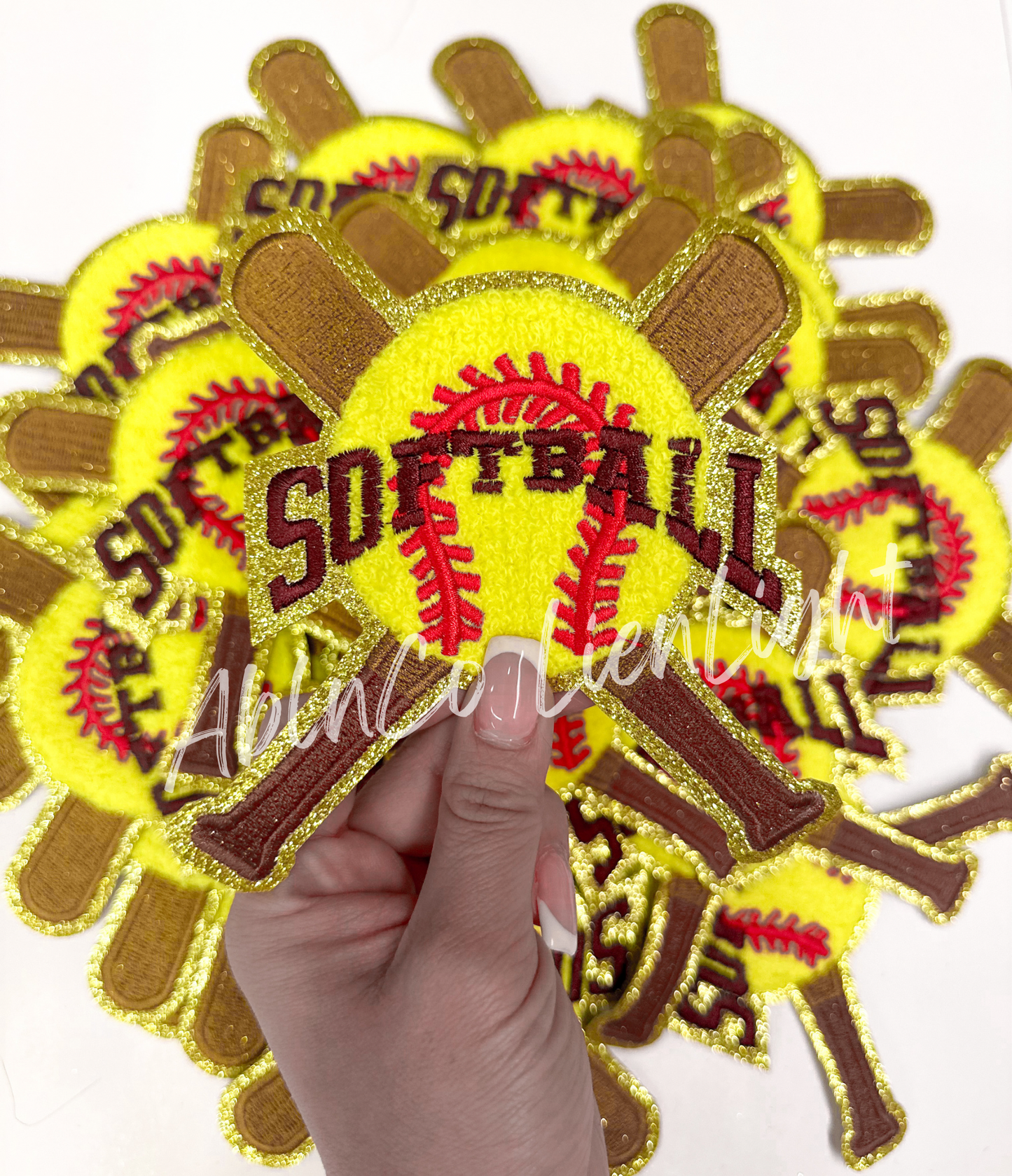 Softball Bats Chenille Glitter Patch