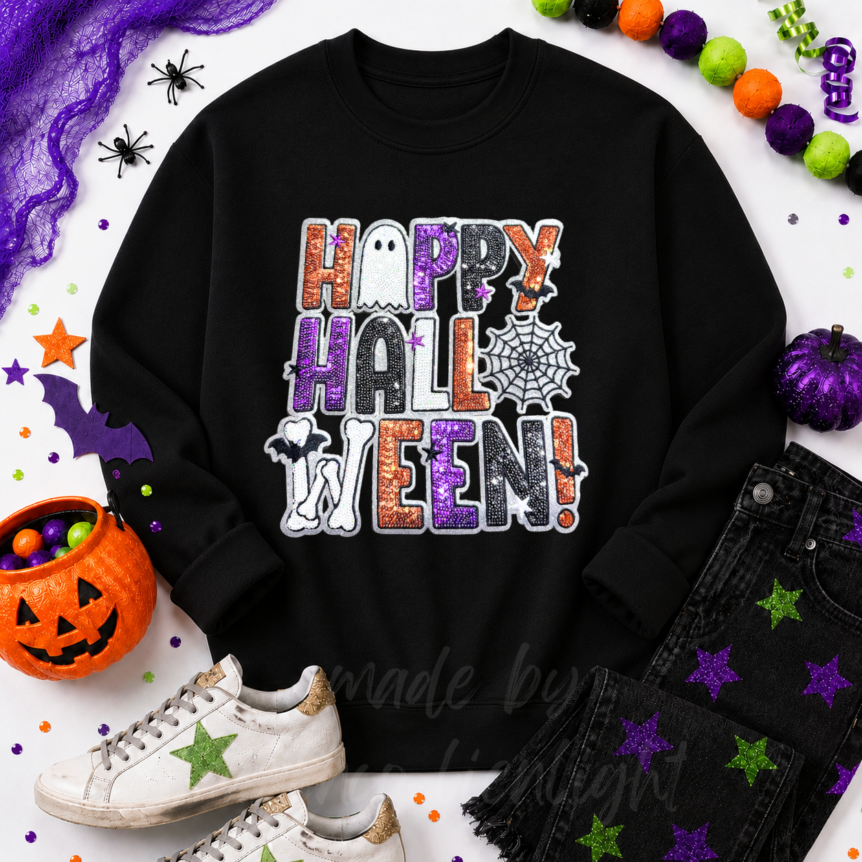 Happy Halloween Sequin Patch - Large