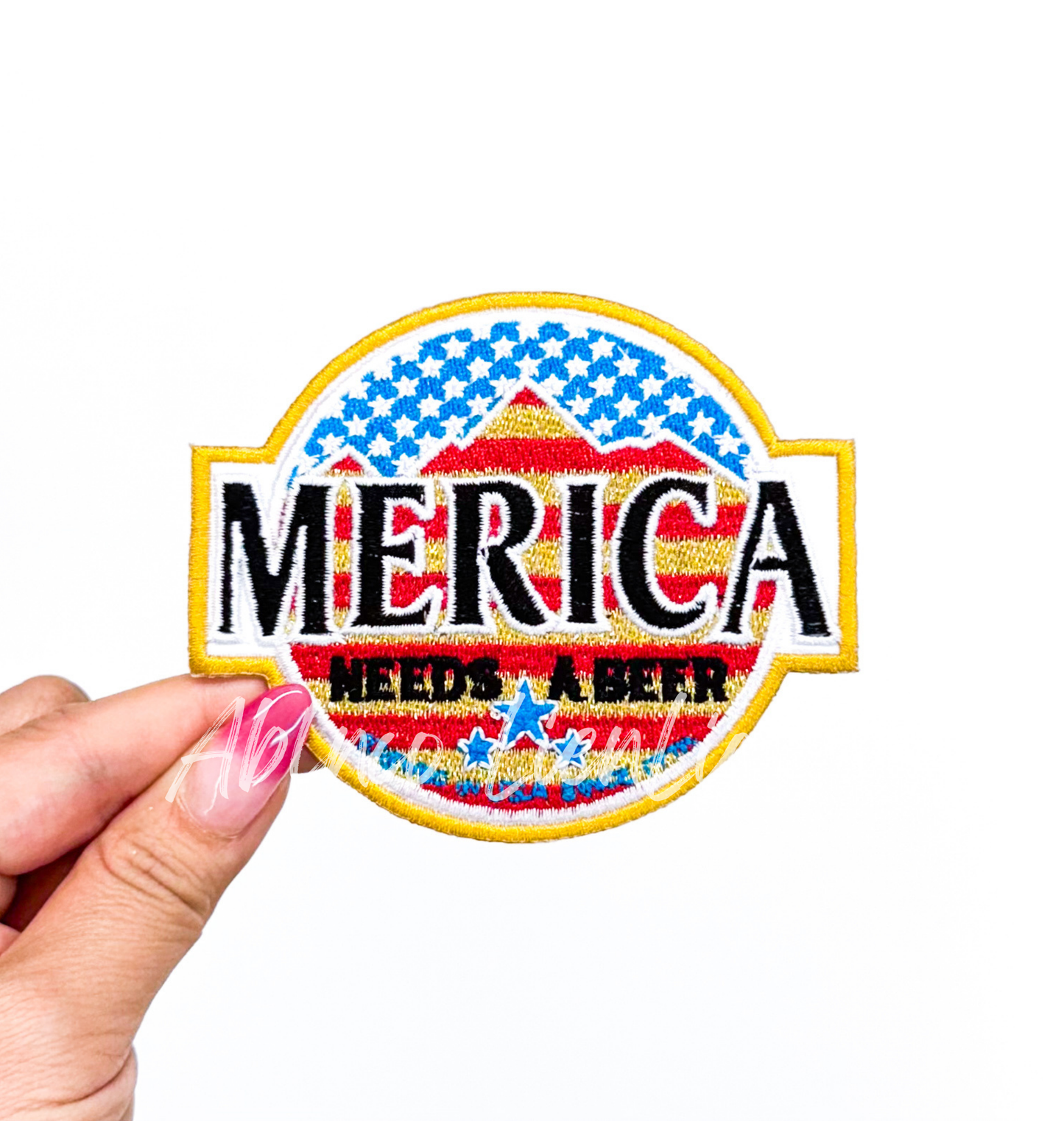 Merica needs a beer USA 4th July Holiday Embroidery Patch
