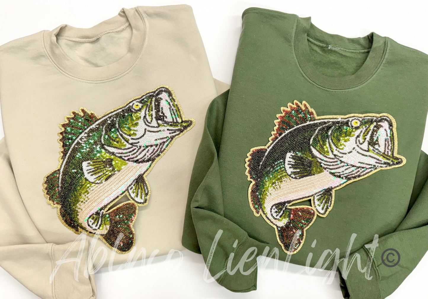 Bass Fish Fishing Sequin Patch - Large