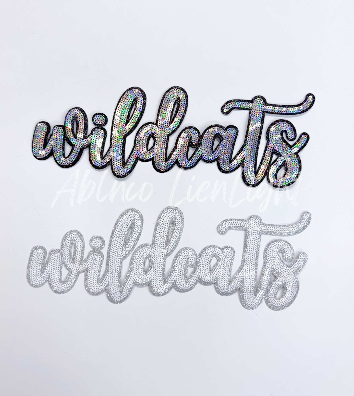 Wildcats Cursive Letter Mascot Gameday Sequins Patch