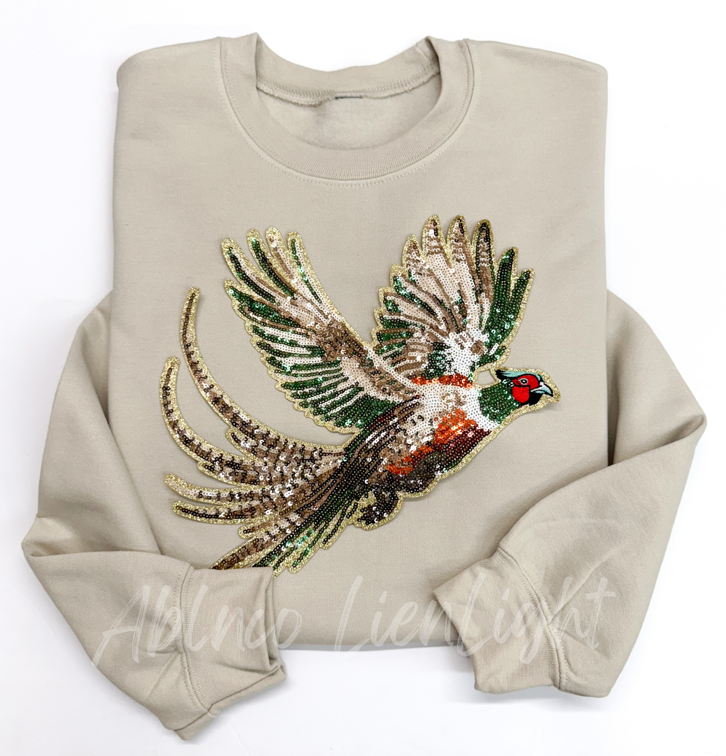 Pheasant Bird Hunting Sequin Patch Sweatshirt